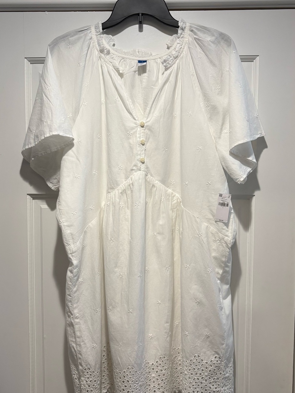 NWT Women's Large Cottagecore Eyelet Lace Tunic Mini Dress/Swing Top